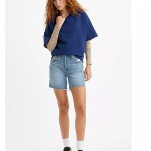 Blue Levi’s 501 shorts.